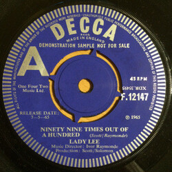 Lady Lee (2) Ninety Nine Times Out Of A Hundred Vinyl 7" USED