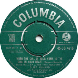 Cliff Richard When The Girl In Your Arms Is The Girl In Your Heart USED VINYL 7INCH 45 RPM SINGLE