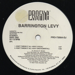 Barrington Levy Don't Throw It All Away Vinyl 12" USED
