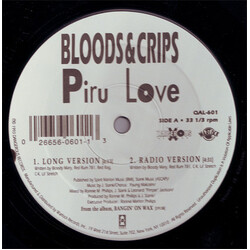 Bloods & Crips Piru Love / Puttin' In Work Vinyl 12" USED