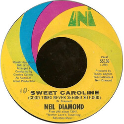 Neil Diamond Sweet Caroline (Good Times Never Seemed So Good) Vinyl 7" USED