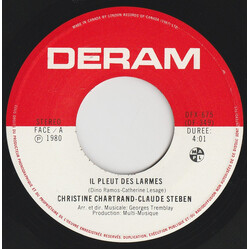 Christine Chartrand / Claude Steben Il Pleut Des Larmes Vinyl 7" USED
