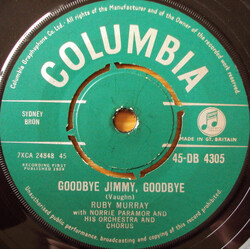 Ruby Murray / Norrie Paramor And His Orchestra Goodbye Jimmy, Goodbye / The Humour Is On Me Now USED VINYL 7INCH 45 RPM