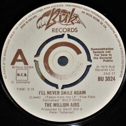 The New Million Airs Orchestra I'll Never Smile Again Vinyl 7" USED