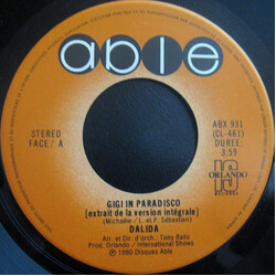 Dalida Gigi In Paradisco USED VINYL 7INCH 45 RPM SINGLE
