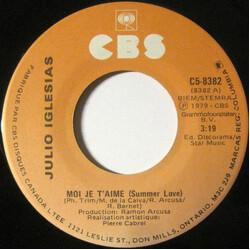 Julio Iglesias Moi Je T'Aime (Summer Love) Vinyl 7" USED