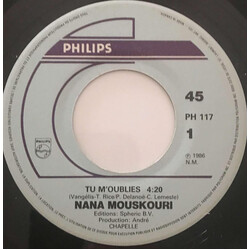 Nana Mouskouri Tu M'oublies Vinyl 7" USED