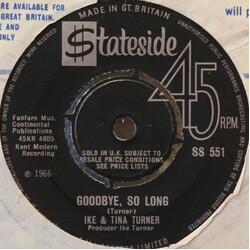 Ike & Tina Turner Goodbye, So Long / Hurt Is All You Gave Me Vinyl 7" USED