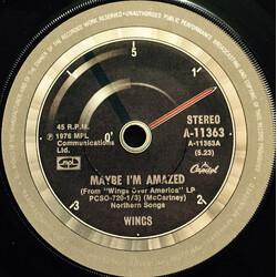 Paul McCartney & Wings Maybe I'm Amazed Vinyl 7" USED