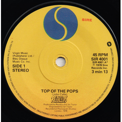 The Rezillos Top Of The Pops Vinyl 7" USED