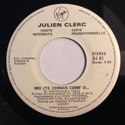 Julien Clerc Moi J'te Connais Comm' Si... USED VINYL 7INCH 45 RPM SINGLE PROMO