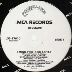 Klymaxx I Miss You Vinyl 12" USED