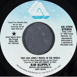 Air Supply Two Less Lonely People In The World Vinyl 7" USED