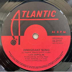 Led Zeppelin Immigrant Song Vinyl 7" USED