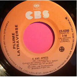 Plume Latraverse 4 Ans Après USED VINYL 7INCH 45 RPM