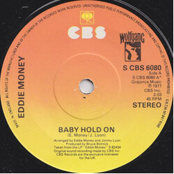 Eddie Money Baby Hold On Vinyl 7" USED