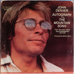 John Denver Autograph b/w The Mountain Song Vinyl 7" USED