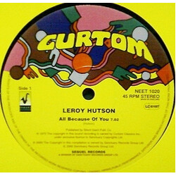 Leroy Hutson All Because Of You Vinyl 12" USED