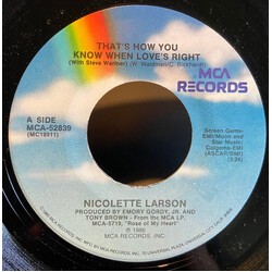 Nicolette Larson That's How You Know When Love's Right Vinyl 7" USED
