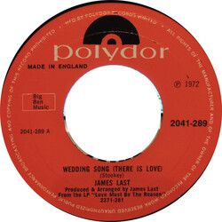 James Last Wedding Song (There Is Love) Vinyl 7" USED