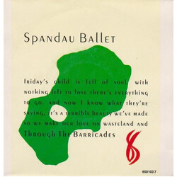 Spandau Ballet Through The Barricades Vinyl 7" USED