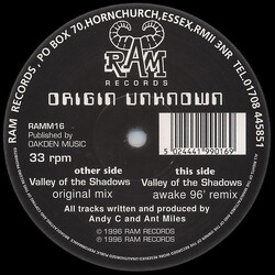 Origin Unknown Valley Of The Shadows Vinyl 12" USED
