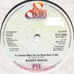 Barry White It's Ecstasy When You Lay Down Next To Me Vinyl 7" USED