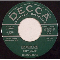 Billy Ward And His Dominoes September Song / When The Saints Go Marching In Vinyl 7" USED