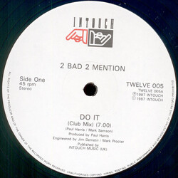 2 Bad 2 Mention Do It Vinyl 12" USED