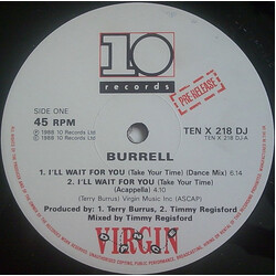 Burrell I'll Wait For You (Take Your Time) Vinyl 12" USED
