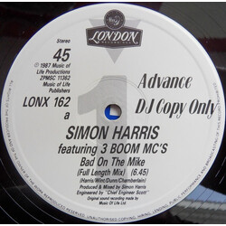 Simon Harris / 3 Boom MC's Bad On The Mike Vinyl 12" USED