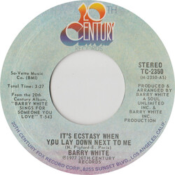 Barry White It's Ecstasy When You Lay Down Next To Me Vinyl 7" USED