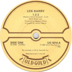 Len Barry 1-2-3 / Like A Baby Vinyl 7" USED