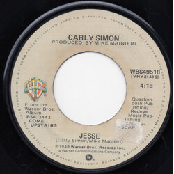 Carly Simon Jesse / Stardust Vinyl 7" USED