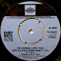 Barry White I'm Gonna Love You Just A Little More Baby Vinyl 7" USED
