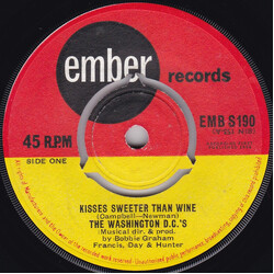 The Washington DC's Kisses Sweeter Than Wine Vinyl 7" USED