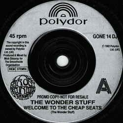 The Wonder Stuff Welcome To The Cheap Seats Vinyl 7" USED