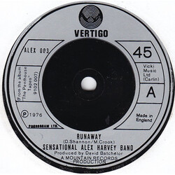 The Sensational Alex Harvey Band Runaway Vinyl 7" USED