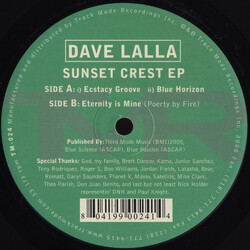 Dave Lalla Sunset Crest EP Vinyl 12" USED