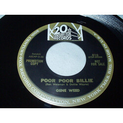 Gene Weed Poor Poor Billie / Just For Tonight Vinyl 7" USED