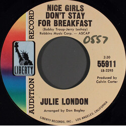 Julie London Nice Girls Don't Stay For Breakfast Vinyl 7" USED