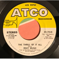 Roxy Music The Thrill Of It All Vinyl 7" USED
