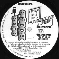 Tony B! Unreleased Tracks Volume 1 Vinyl 12" USED