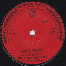 Everly Brothers Love Is Strange Vinyl 7" USED