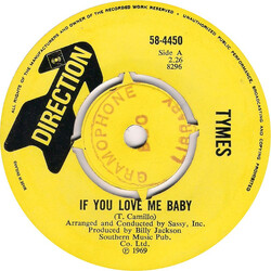 The Tymes If You Love Me Baby Vinyl 7" USED