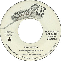Tom Paxton Whose Garden Was This Vinyl 7" USED