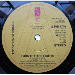 Teddy Pendergrass Turn Off The Lights Vinyl 7" USED