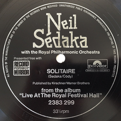 Neil Sedaka / Royal Philharmonic Orchestra Solitaire Flexi-disc USED
