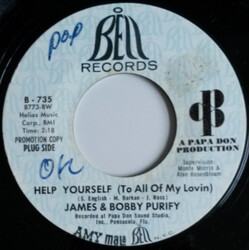 James & Bobby Purify Help Yourself (To All Of My Lovin) / Last Piece Of Love Vinyl 7" USED