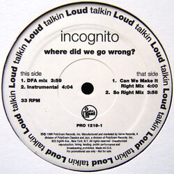 Incognito Where Did We Go Wrong? Vinyl 12" USED